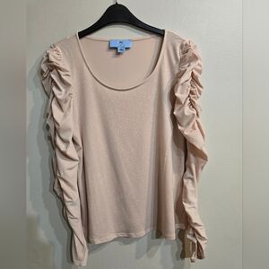 CeCe Sparkling Cream Ruffled Blouse